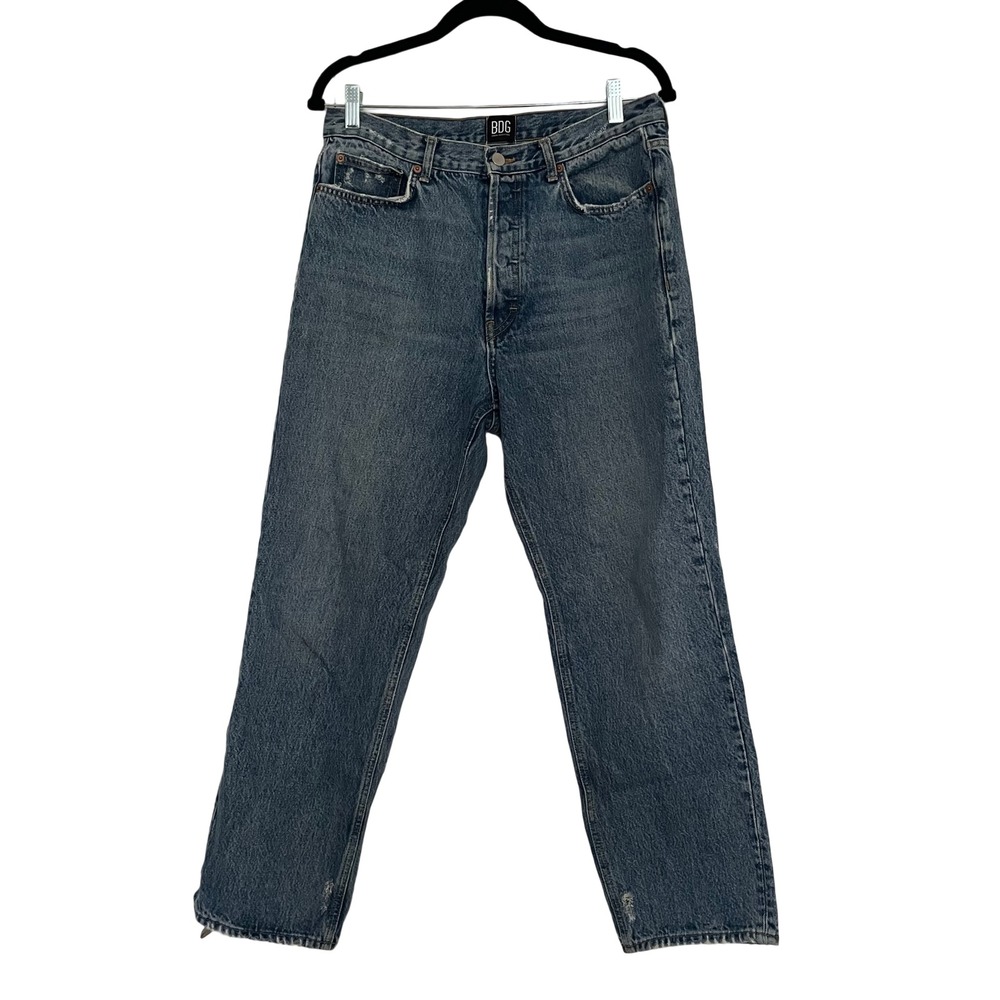 BDG Straight High Rise Jeans Womens 30 Blue Distressed Cotton Button Fly